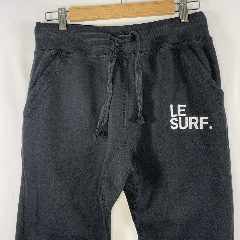 Le Surf Unisex Y2K Thick Jogger Sweatpants Sz S Black Logo Athleisure Streetwear